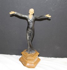 Art Deco Sculpture ,cast metal ,marble base ,Ivorine trpe hands/ head , England picture