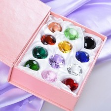 Set of 12 Color Crystal Diamond Glass Paperweight Art Giant For Wedding 25MM picture