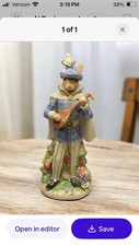 LARGE Vint Rabbit Troubadour Ceramic Figurine - WCL - Easter, Novelty, Whimsical picture