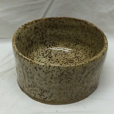 Vintage hand Made Pottery bowl speckled brown LW RB RD Signed picture
