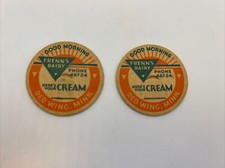 Vintage 2 FRENN'S DAIRY RED WING, MINNESOTA MILK BOTTLE CAP HERE'S YOUR CREAM picture