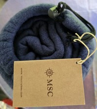 Msc Cruise Ship Fleece Travel Blanket Embroidered Bag NWT Navy Blue Throw picture