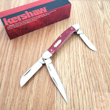 Kershaw Brandywine Pocket Knife 7Cr17MoV Steel Blades Red Smooth Bone Handle picture