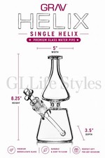 GRAV® HELIX™ CLEAR BEAKER BASE WATER PIPE, HOOKAH BONG, 14mm Bowl Removable Stem picture