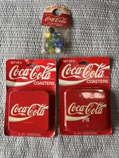 Coca-Cola Marbles & 2 Sets of 6 Coasters Vintage Promotional Collectibles picture