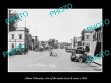 OLD LARGE HISTORIC PHOTO OF ALBION NEBRASKA THE MAIN STREET & STORES c1930 picture