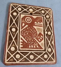 Terra Cotta Andean Pre-columbian Or Peruvian Folk Art Tribal Bird Plaque picture