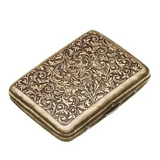 Vintage Metal Cigarette Case Box Gold Men Tobacco Holder for 20s 85mm King Size picture