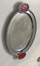 Vintage Hand Made heavy Aluminum Serving Tray Platter 18” Robe Edge picture