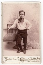 SASSY WELL DRESSED YOUNG BOY : PITTSBURGH, PA : CABINET CARD  c 1886-1894 picture