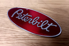 Peterbilt truck emblem chrome epoxy top metal 3.5 inches wide RED picture