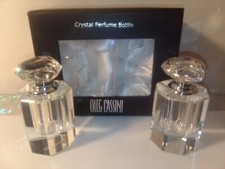 Oleg Cassini Crystal Refillable Perfume Bottles Glass Signed Set of 2 Heart picture