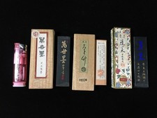 T0421 Vintage Japanese Sumi Ink Stick Set of 3 Calligraphy Painting Block picture