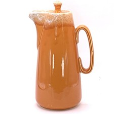 Vintage Hull Pottery Tangerine Orange Coffee Pot Drip Glaze 11