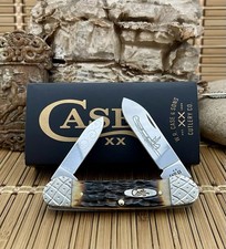 Case XX Amazing Custom Hand-Fired Peachseed AMBER Bone Canoe Pocket Knife #48 picture