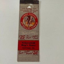 Schoenfeld Dep't Store Pace-Setter Portage PA Vintage Matchbook Cover SMB25-5 picture
