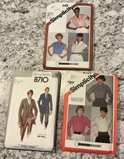 LOT 3 Simplicity 54511982 Misses' shirts, 61591983 blouse, 87101978 Men’s Vest  picture