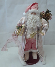 Pastel Pink Standing Santa Claus Figurine with Gifts and Christmas Sack 16.5 in picture