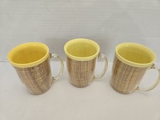 3 Vintage Thermo Temp Yellow Raffiaware 4.5