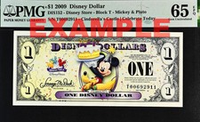 2009 $1 Disney Dollar Mickey & Pluto PMG 65 EPQ (DIS152) picture