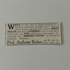Monarch System Of Physical Culture Prof Anthony Barker NY City 1909 Ad SAJ4-S15 picture