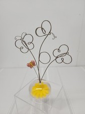 VTG 1999 Burnes Of Boston Lucite/Wire Photo Holder/Paperweight Daisy& Butterfly  picture