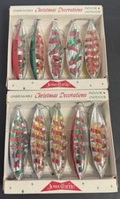 Vintage Lot Jewel Brite Teardrop Tinsel Ornaments 2 sets of 5 original Boxes picture