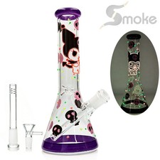 Hookah 10in Glow in Dark Glass Bong Beaker bong Water Pipes Smoking w/14mm bowl picture