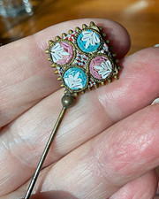 Antique Micro Mosaic Triangle Hat Pin picture