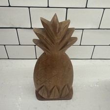 Mid-Century Hawaiian Hand-Carved Koa Wood Pineapple Tropical Island Decor picture