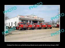OLD LARGE HISTORIC PHOTO OF CORTLAND NEW YORK BROCKWAY TRUCKS & GARAGE c1960 picture