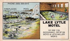 Rockaway OR Oregon Lake Lytle Motel Indoor Pool Advertising Vtg Postcard 12A picture
