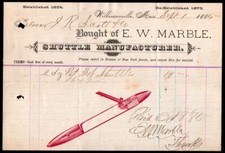 1884 Wilkinsonville Mo - E W Marble - Shuttles For Sewing  RARE Letter Head Bill picture