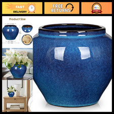 7-Inch Blue Porcelain Ceramic Vase - Classic Floral Decor for Living Room, Bedro picture
