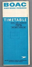 BOAC & BOAC CUNARD AIRLINE TIMETABLE JUNE 1965 B.O.A.C. ROUTE MAP picture