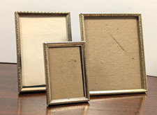 Vintage Gold Tone Metal Picture Frame Lot 3 Tabletop Easel Frames Small Medium picture