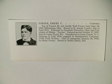 Emery Farver Millersburg Ohio Otterbein University 1921 WW1 Hero Panel picture