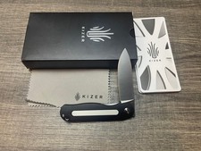 Kizer Latt Vind Mini Folding Knife, Black & White G-10 Handles V3567N1 picture