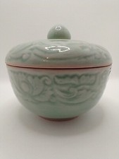 VINTAGE AUTHENTIC BAAN CELADON THAILAND RICE BOWL GREEN 4.5x4.25 picture