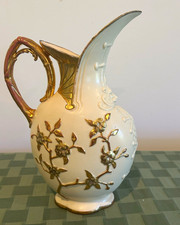 Antique Robert Hanke RH Austria Porcelain Ewer Floral Gilt 10.5” Art Nouveau picture