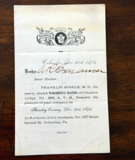 1874 Masonic Welcome Invitation Letter Columbia Lodge No. 286 A.Y.M. Columbus OH picture