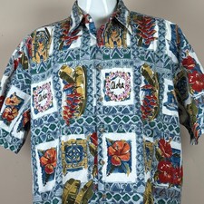 Vtg Kahala Hawaiian Mens Shirt XXL Mai Kai Aloha Leis Hibiscus Tapa Print picture