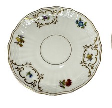 Two Epiag Czechoslovakia Saucers Floral with gold accents & Trim picture