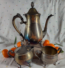 Vintage Leonard Silverplate Tea Coffee Pot, Sugar Server, Creamer picture