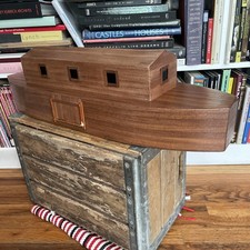 Vintage Large Hand Made Wood Noahs Ark Original Folk Art One Of A Kind 28” USA picture