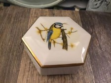Enesco Imports Porcelain Gilted Trinket Chickadee Bird Sojourn RARE Vanity Dish picture