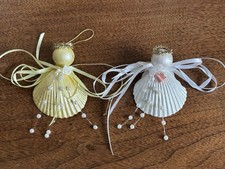 Vintage Christmas Ornaments Seashell Angels Handmade picture