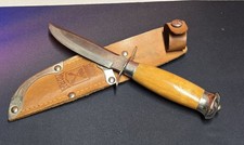 Vintage K.J.Eriksson Mora Sweden Birch Handle Fixed Blade Knife & Sheath  picture