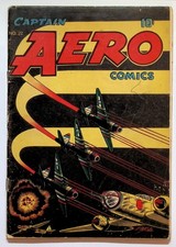 CAPTAIN AERO COMICS 22 - 1945 - L.B. COLE COVER - COMPLETE BUT CENTER PGS LOOSE picture