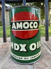 VINTAGE AMOCO HDX MOTOR OIL CAN QUART FULL - TOUGHER VERSION (HDX) TO FIND picture